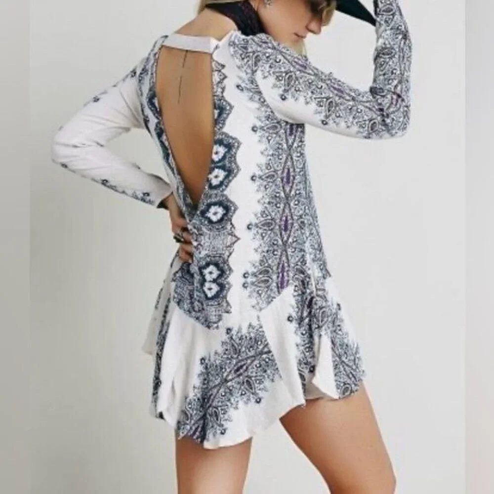 NWOT Free People White Strappy Back Tunic Dress S | Boho Coastal Cowgirl Bridal - Picture 11 of 16